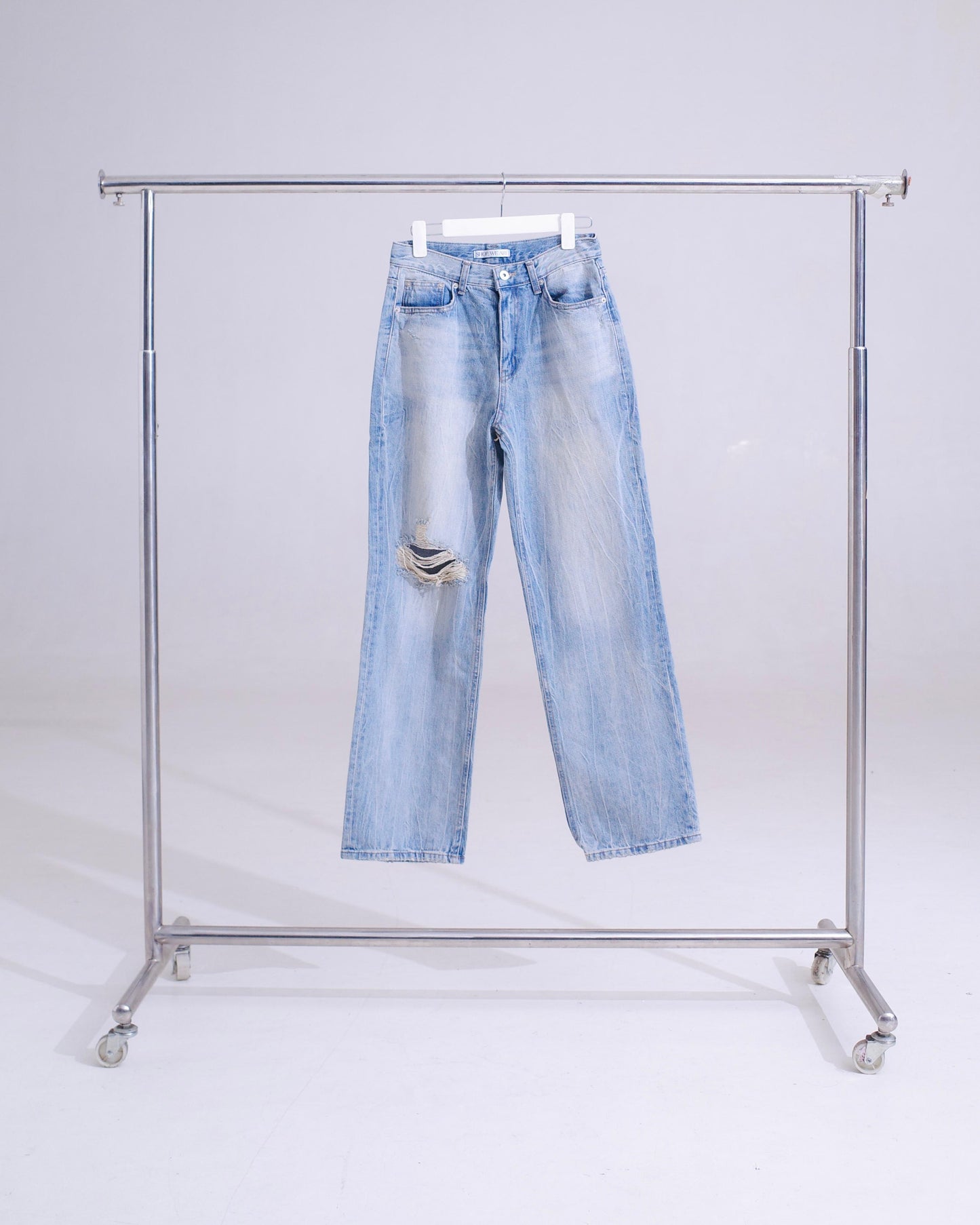 Light Blue Distressed Boyfriend Jeans