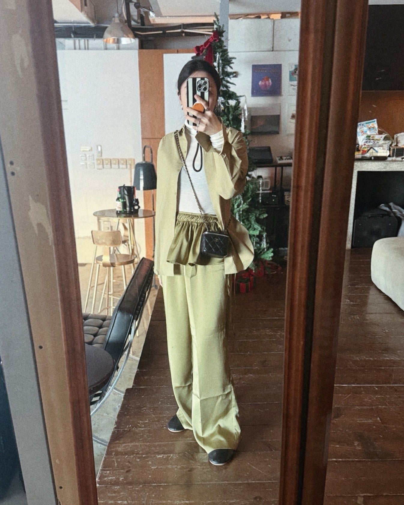 Ruffle Skirt Layered Lounge Pants - Pistachio Green